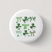 St. Patrick's Day Lucky Clover and Bow 缶バッジ (正面)