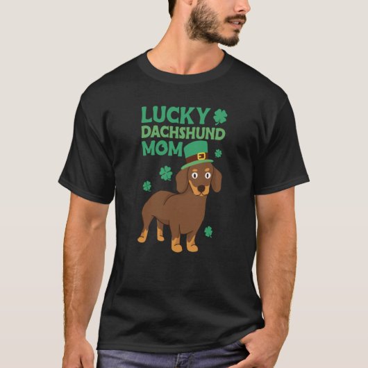 St Patrick's Day Lucky Dachshund Mom Tシャツ (正面)