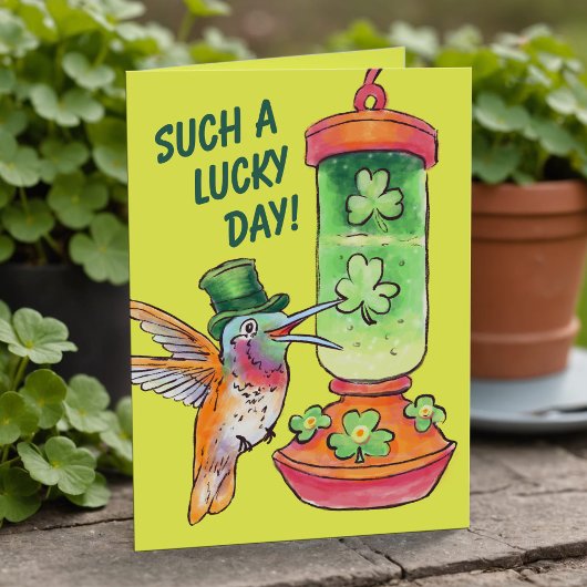 St Patrick's Day Lucky Green Hummingbird Feeder シーズンカード