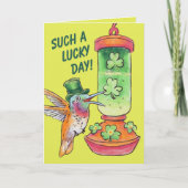 St Patrick's Day Lucky Green Hummingbird Feeder シーズンカード (正面)