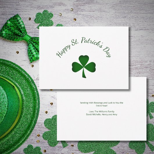 St. Patrick's Day Lucky Green Shamrock Holiday カード