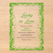 St Patrick's Day Lucky in Love Bridal Shower アクリル招待状 (正面)
