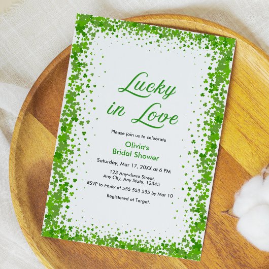 St Patrick's Day Lucky in Love Bridal Shower  招待状