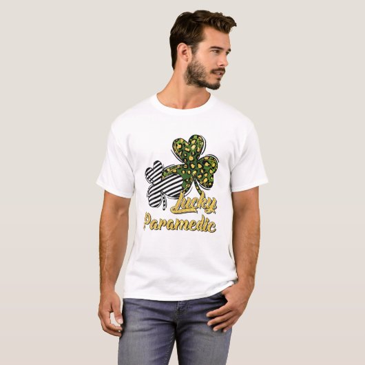 St Patrick's Day Lucky Paramedic Clover Shamrock Tシャツ (正面フル)