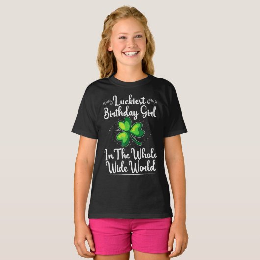 St Patricks Day Lucky Shamrock Clover Happy Birthd Tシャツ (正面フル)