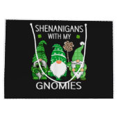 St Patricks Day Lucky Shamrock Leopard Gnomes  ラージペーパーバッグ (裏面)