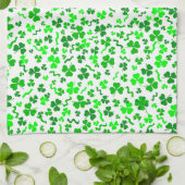 St Patrick's Day Lucky Shamrocks Confetti Pattern キッチンタオル (折り畳み)