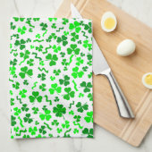 St Patrick's Day Lucky Shamrocks Confetti Pattern キッチンタオル (四つ折り)