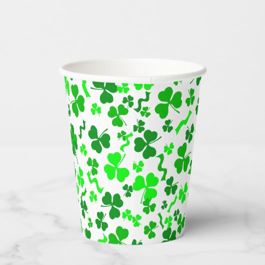 St Patrick's Day Lucky Shamrocks Confetti Pattern 紙コップ (右)