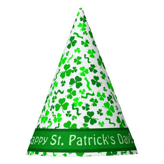 St Patrick's Day Lucky Shamrocks Personalized パーティーハット (正面)