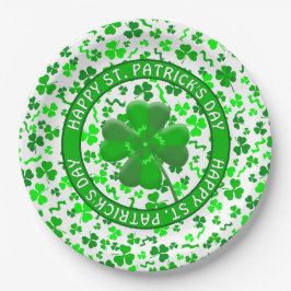 St Patrick's Day Lucky Shamrocks Personalized ペーパープレート