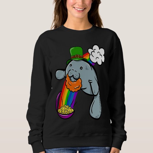St Patrick's Day Manatee Leprechaun Cute  Boys Gir スウェットシャツ (正面)