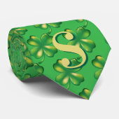 St. Patrick's Day Men's Monogram Green Shamrock ネクタイ (ロール)