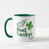 St. Patrick's Day Monogram I Feel Lucky, Shamrock マグカップ (左)