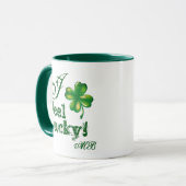 St. Patrick's Day Monogram I Feel Lucky, Shamrock マグカップ (正面左)