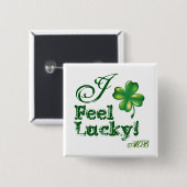 St. Patrick's Day Monogram I Feel Lucky, Shamrock 缶バッジ (正面&裏面)