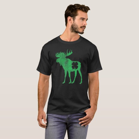 St Patrick's Day Moose Irish Shamrock Saint Paddy' Tシャツ (正面フル)