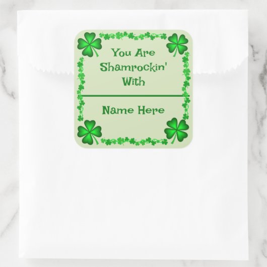 St Patrick's Day Nameタグ スクエアシール (バッグ)