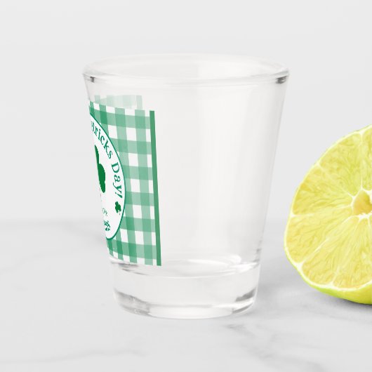 St Patricks Day NAME Irish Clover Green Check ショットグラス (右)