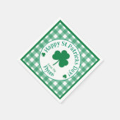 St Patricks Day NAME Irish Clover Green Check スタンダードカクテルナプキン (角)