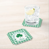 St Patricks Day NAME Irish Clover Green Check ペーパーコースター (インサイチュ)