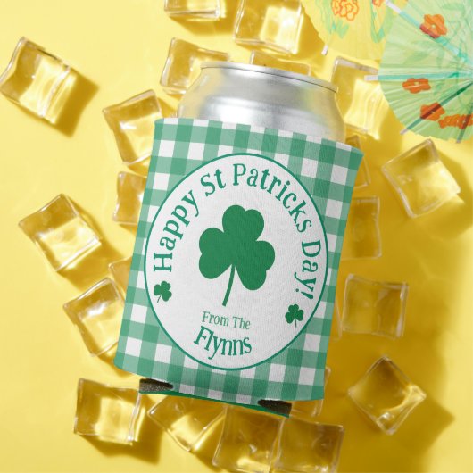 St Patricks Day NAME Irish Clover Green Check 缶クーラー (インサイチュ 夏)
