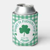 St Patricks Day NAME Irish Clover Green Check 缶クーラー (缶正面)