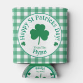 St Patricks Day NAME Irish Clover Green Check 缶クーラー (裏面)