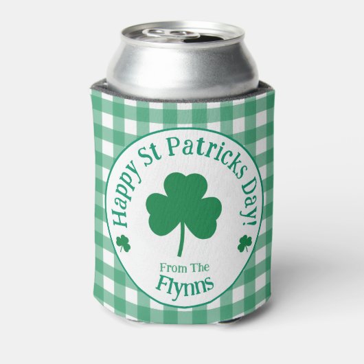 St Patricks Day NAME Irish Clover Green Check 缶クーラー (缶裏面)