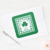St Patricks Day NAME Irish Clover Green Check LG スクエアシール (封筒)