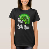 St Patrick's Day One Lucky Mama Leopard Rainbow Tシャツ (正面)