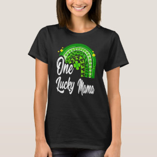 St Patrick's Day One Lucky Mama Leopard Rainbow Tシャツ