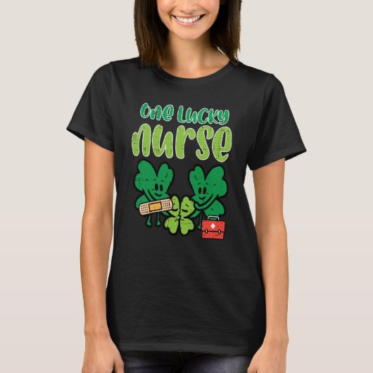St Patricks Day One Lucky Nurse Shamrocks Scrub To Tシャツ (正面)