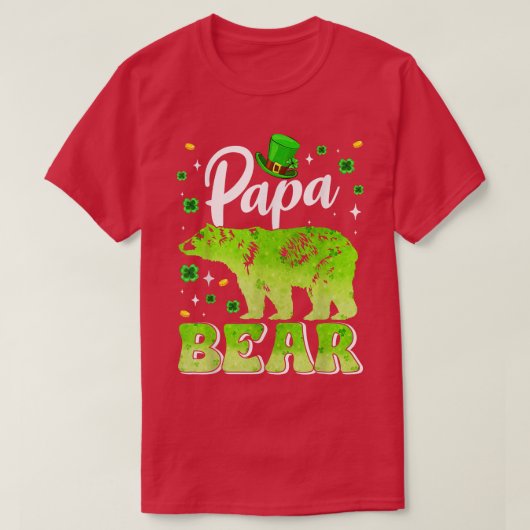 St Patricks Day Papa Bear Family Matching Tシャツ (デザイン正面)