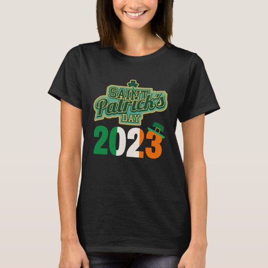 St Patrick's Day Parade 2023 Irish Flag Shamrock L Tシャツ (正面)