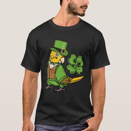 St Patricks Day Parrot I Yellow Budgie Budgerigar Tシャツ (正面)