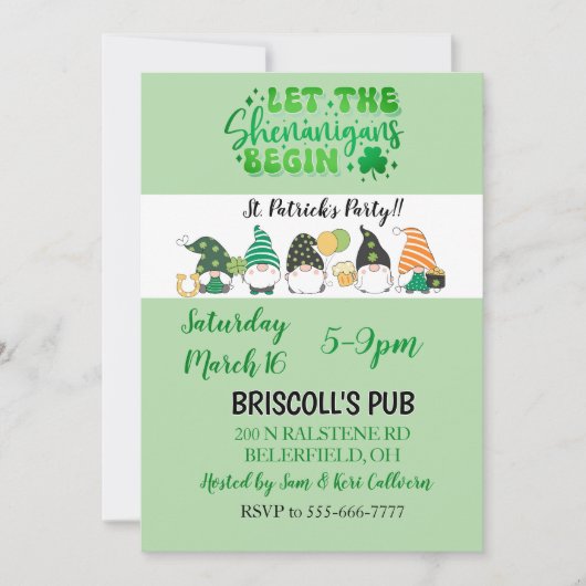 St. Patrick's Day Party flat invitation (正面)