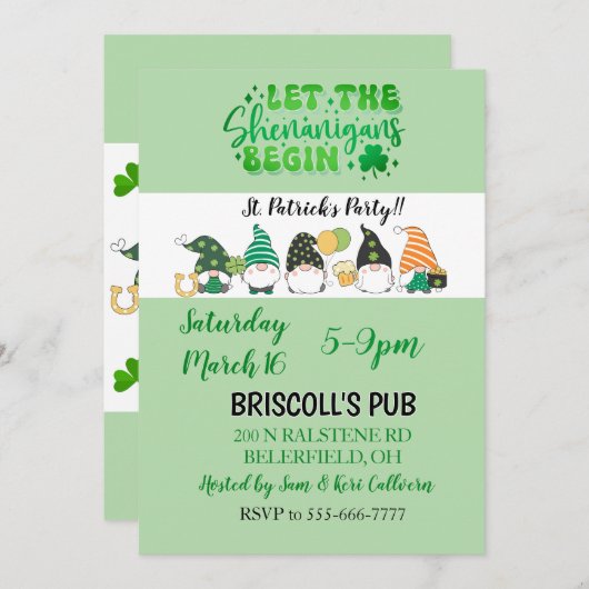 St. Patrick's Day Party flat invitation (正面/裏面)