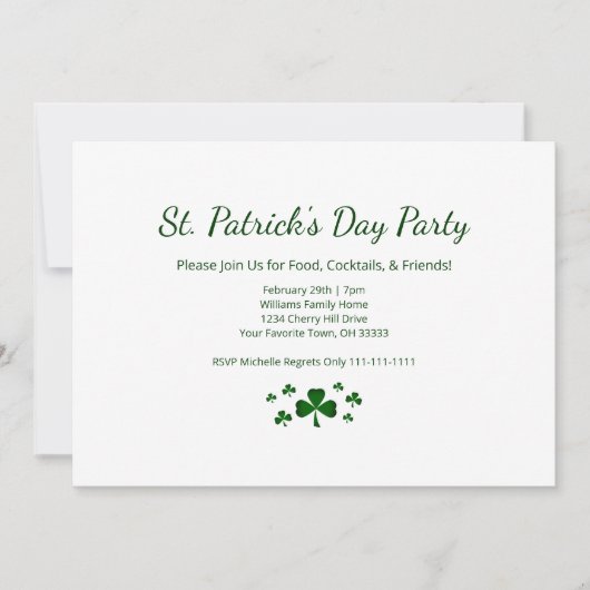 St. Patrick's Day Party Lucky Green Shamrocks 招待状 (正面)