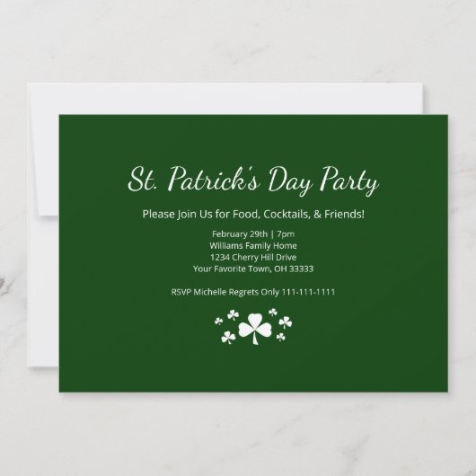 St. Patrick's Day Party Lucky Shamrocks Green 招待状 (正面)
