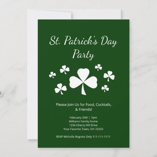 St. Patrick's Day Party Shamrocks Irish Green 招待状 (正面)