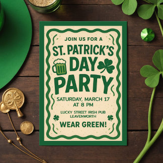 St Patricks Day Party Vintage Irish Pub Green Beer 招待状