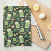 St Patricks Day Pattern Dark Green Cheers Shamrock キッチンタオル (四つ折り)