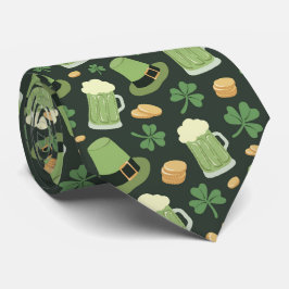 St Patricks Day Pattern Dark Green Cheers Shamrock ネクタイ