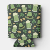 St Patricks Day Pattern Sláinte Funny Green Name 缶クーラー (裏面)