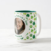 St. Patrick's Day Personalized Cat Mom Photo Mug ツートーンマグカップ (正面右)