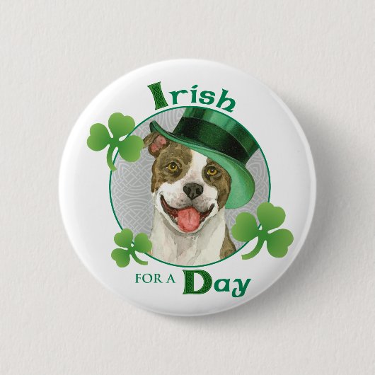 St. Patrick's Day Pit Bull 缶バッジ (正面)