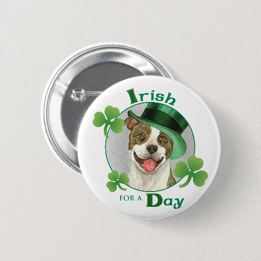 St. Patrick's Day Pit Bull 缶バッジ (正面&裏面)