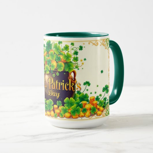 St. Patrick's Day Pot of Gold and Shamrock マグカップ (正面右)
