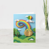 St. Patrick's Day Pot of Gold Rainbow Paper Cutout カード (正面)